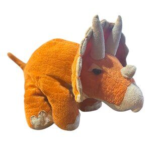 Animal Adventure Orange Triceratops Dinosaur Plush 13” Soft Stuffed Toy 2010